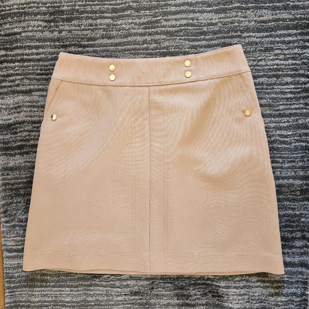 H&M premium selection mini skirt, size 4, beige.